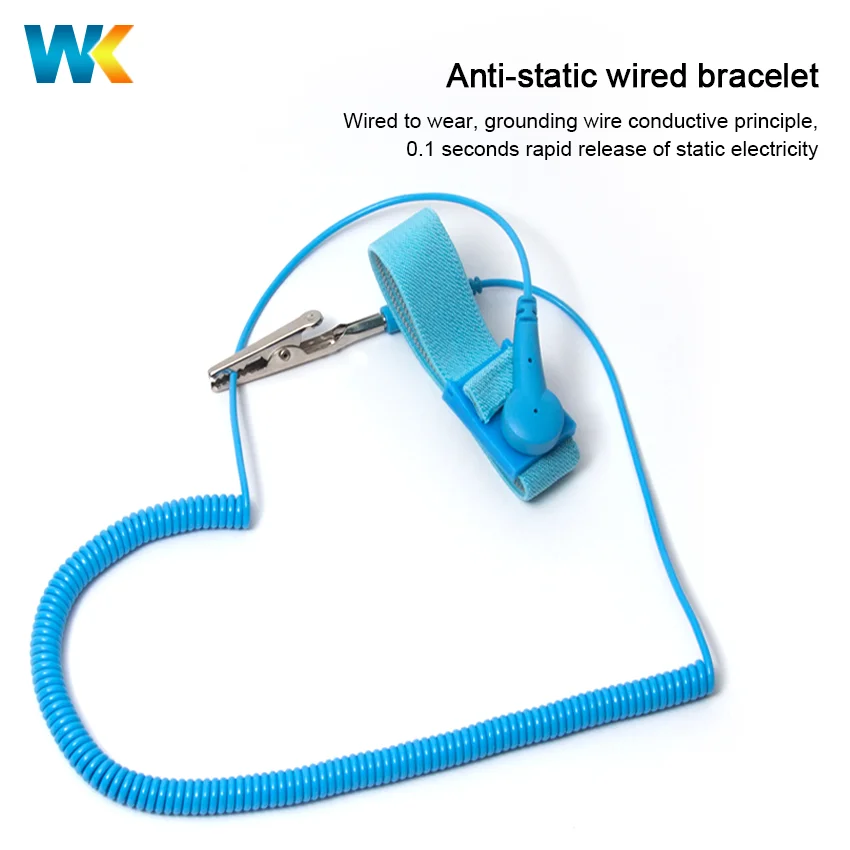 Adjustable Anti-Static Grounding Wrist Strap Wired Metal and PU Coil for Electronic Factory Workshop Safety Product