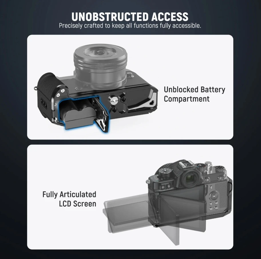 NEEWER لوح قاعدة للكاميرا بقبضة على شكل حرف L من النوع النحيف لنيكون Zf Arca مع مقبض يد CA134