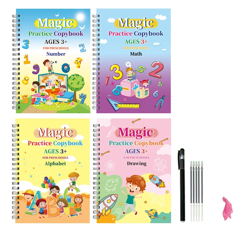 

English Magic Practice Copybook Pen Preschools Kids Calligraphy Notebook Children Reusable Writing Tracing Book Age 3-8