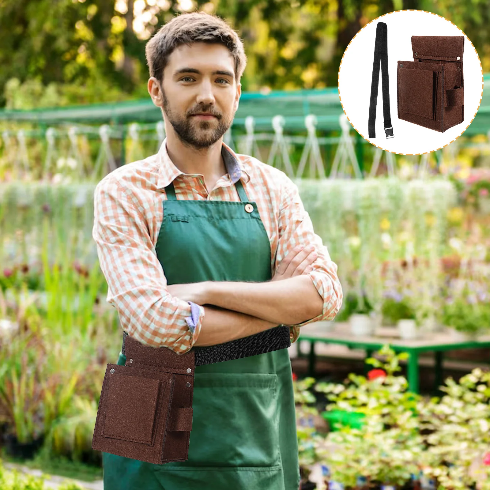 

Light Brown Tool Belt Pouch for Men Small Portable Construction Carpenter Bag with Pocket Belts Organized Storage Kit