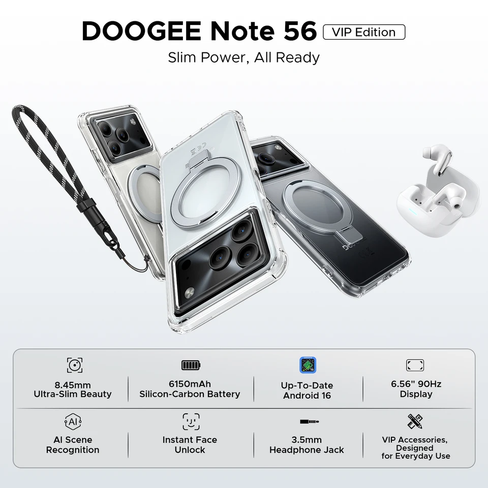 DOOGEE Note 56 Android 16 Smartphone 6150mAh Large Battery 6.56
