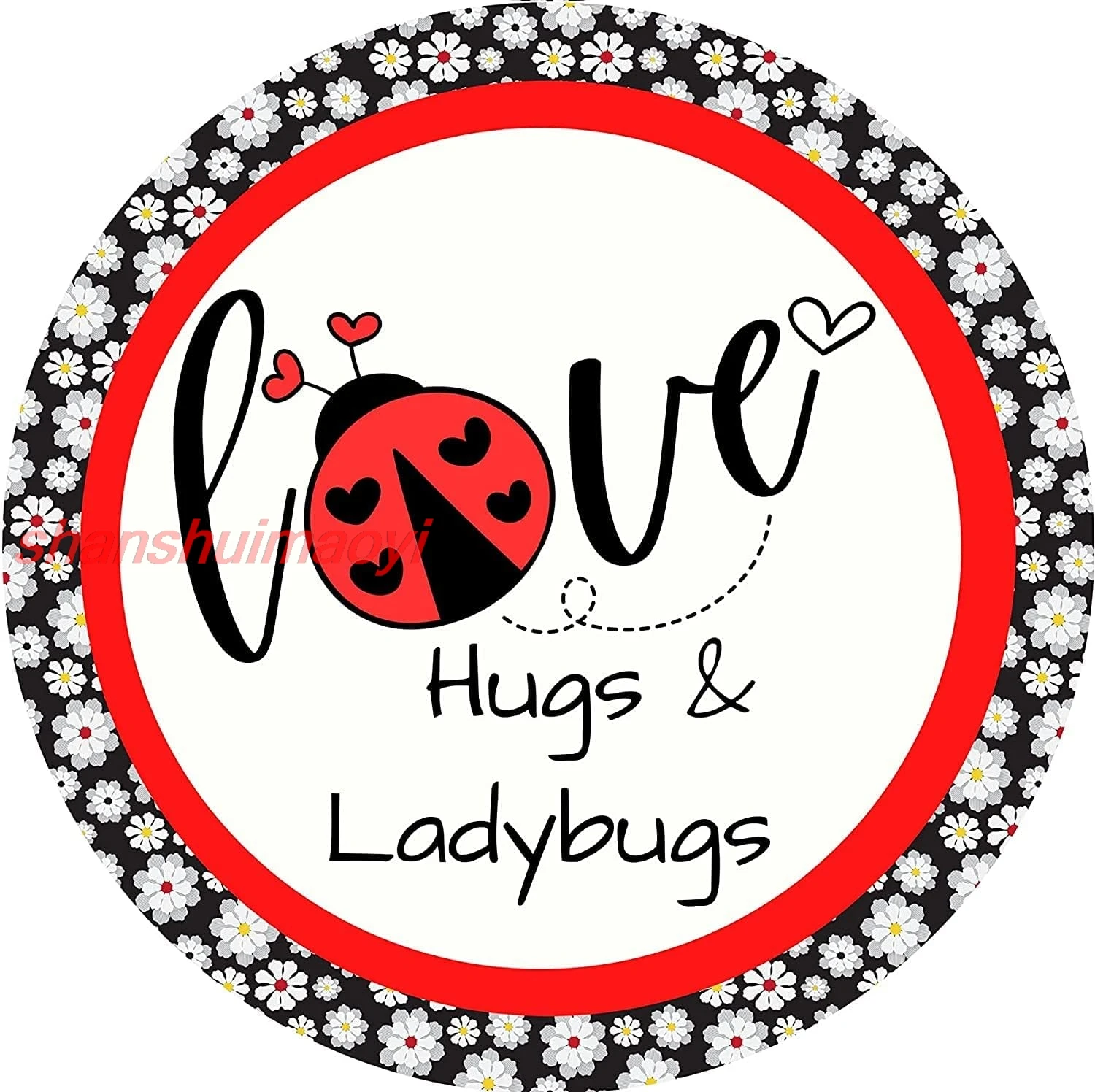 shan tal Tin Sign Rustic Wall Decor Ladybug Red Black Sign Wreath Enhancement Ladybug Sign Ladybug D¨¦cor Ladybug Sign La 1pc