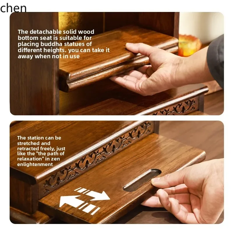 YFY  Solid Wood Buddha Altar Table Altar Wall-Mounted Small Buddha Altar Cabinet