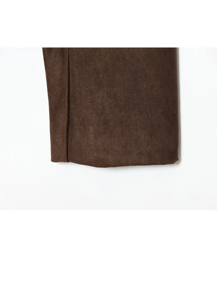 HH Donna Moda monopetto Decorazione tascabile Cappotto corto Giacca invernale in pelle scamosciata stile street con risvolto femminile a maniche lunghe