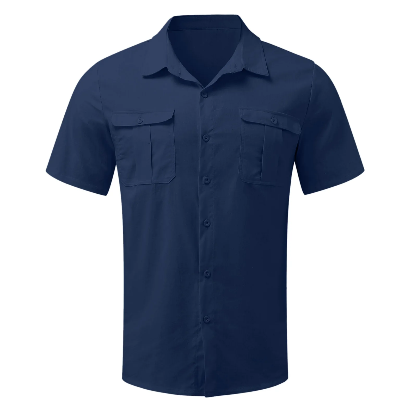 Marka yeni pamuk keten Men\'sShort kollu gömlek yaz düz renk turn-aşağı yaka günlük T-shirt gömlek erkek nefes gömlek