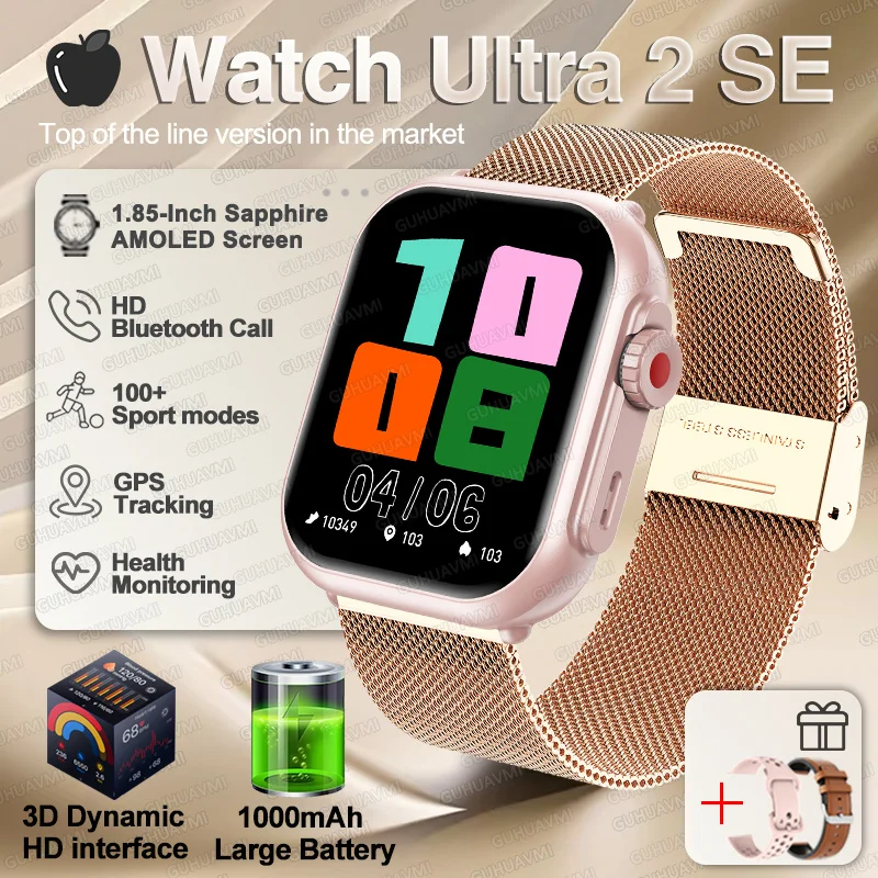 Für IOS Uhr Ultra 2 SE Männer Frauen Smart Armband 1000 mAh Batterie GPS AMOLED Display Bluetooth Anruf Sport wasserdichte Intelligente Uhr