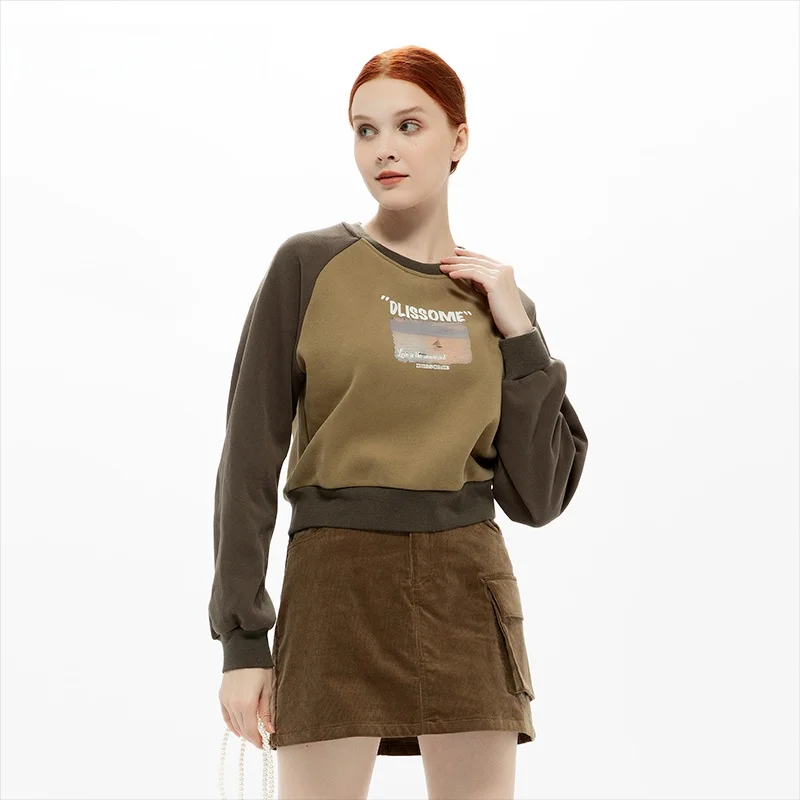 

Новинка: Женский тонкий флисовый свитшот с круглым вырезом, осенне-зимний, в стиле колор-блок, из смесового хлопка и полиэстера, с длинными рукавами.