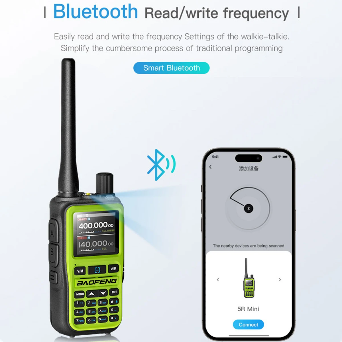 BAOFENG UV-5R Mini talkie-walkie multi-bande | Programmation Bluetooth, fréquence de copie sans fil | Radio amateur Portable longue portée 999CH
