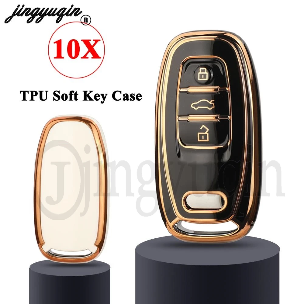 

jingyuqin 10pcs For Audi A1 A3 A4 A5 A6 A7 A8 Quattro Q3 Q5 Q7 2009-2015 Accessories TPU Car Remote Smart Key Cover Case Shell