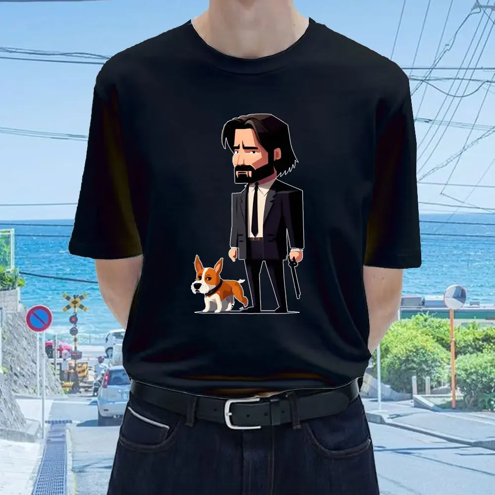 Essential Classic Tshirt John Wick Movie Art Graphic Men Tops Vintage Homme Summer Clothes Harajuku T Shirt