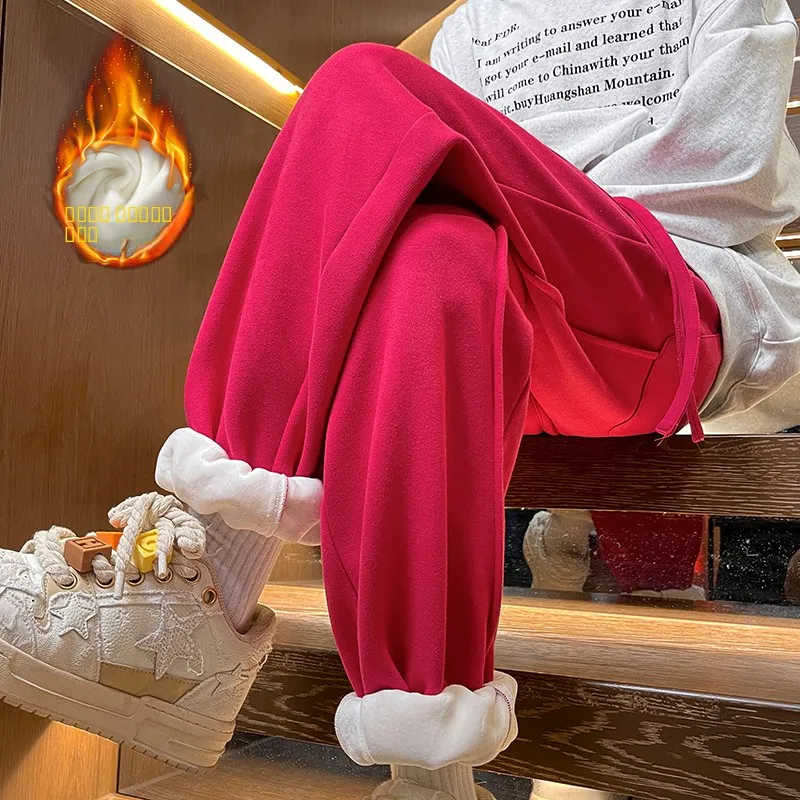 

Мужские повседневные брюки Thiened Fce из серебристого бархата, осенне-зимние, теплые, молодежные, свободного кроя, спортивные, повседневные