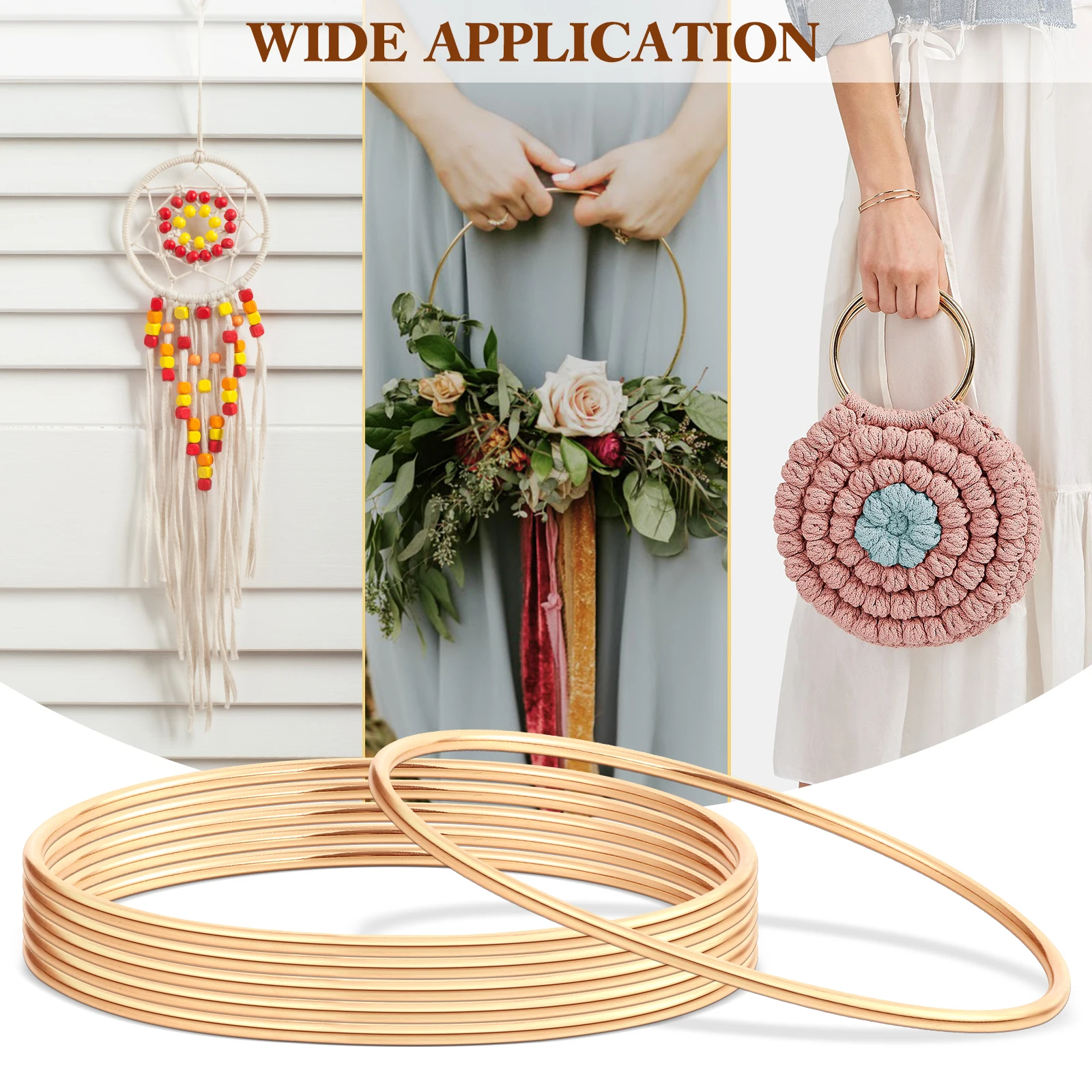 

10pcs Metal Dream Catcher Rings 10cm Gold DIY Craft Hoops Round Frames for Home Decor Wreaths Tassel Projects Gifts