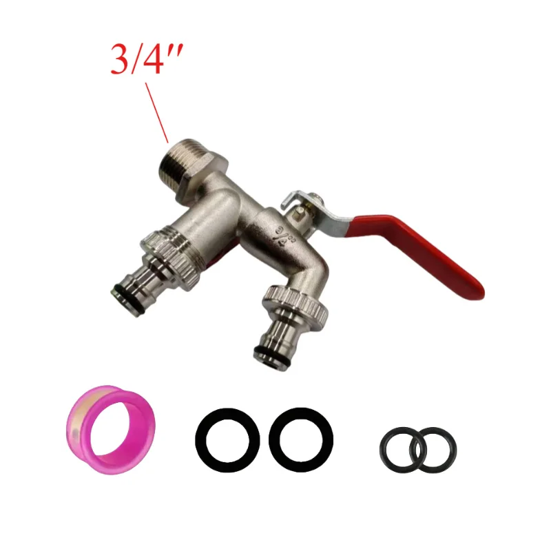 1 Stück Hochleistungs-Wasserhahn mit 3/4-Zoll-Doppelauslass, Zinklegierung 1-in-2-out Gartenschlauchverteiler – Detail 7
