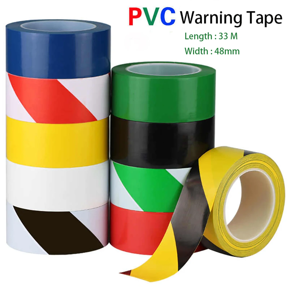 

33 Meters PVC Tape Zebra Crossing Warning Sign Ground Marking Warehouse Aisle Public Area Marking Floor Adhesive Width 48mm
