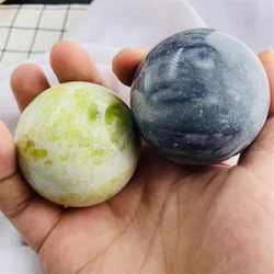 50MM Natural Jade Baoding Ball Fitness Handball Quartz Sphere Relaxation Hand Wrist Exercise Massage Therapy Healing Stone 1PC