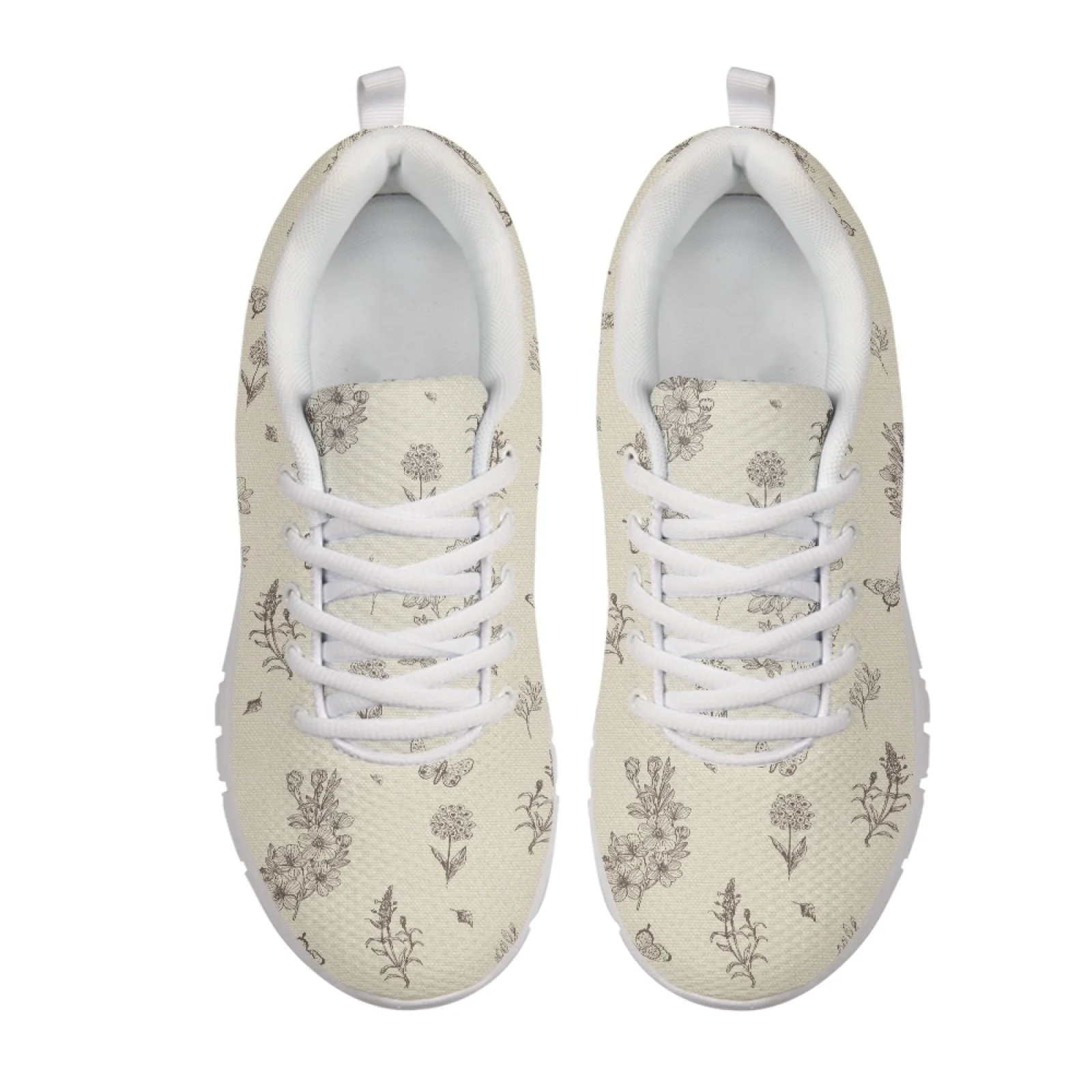 Coloranimal Retro Flowers New Trend Breathable Athletic Footwear for Women Mesh & EVA Sole Tennis Shoes Athletic Shoes