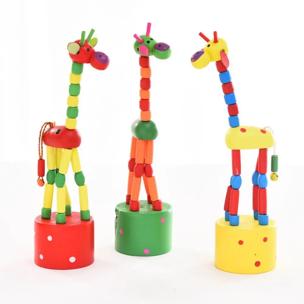 

Toys,Kids Developmental Cartoon Party Toys Garden Wooden Puzzles Home Wood Animal Standing Giraffe Giraffe Toy Rocking Dancing