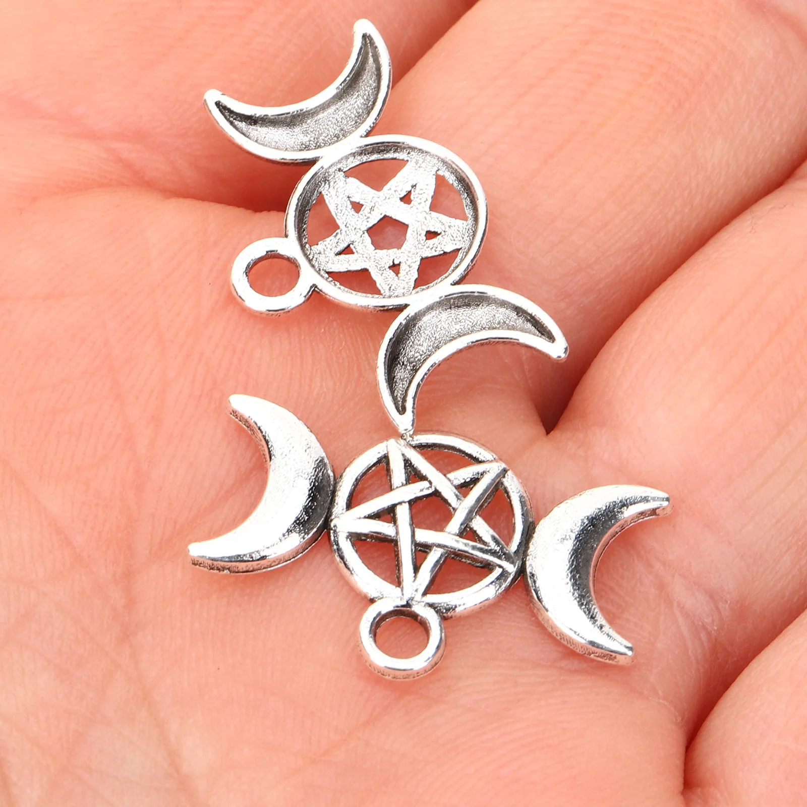 

80pcs Moon Jewelry Charms DIY Accessories Silver Color Earrings Necklace Making Gothic Witchy Pentagram Decorations