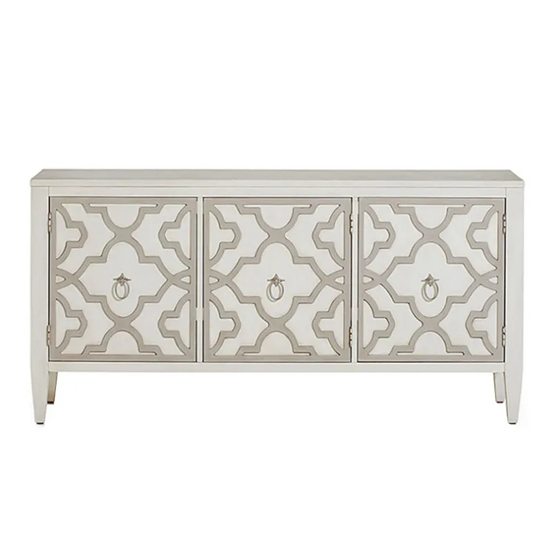 

American light luxury TV cabinet, living room carved audio-visual cabinet, modern simple hollowed-out old dining side cabinet