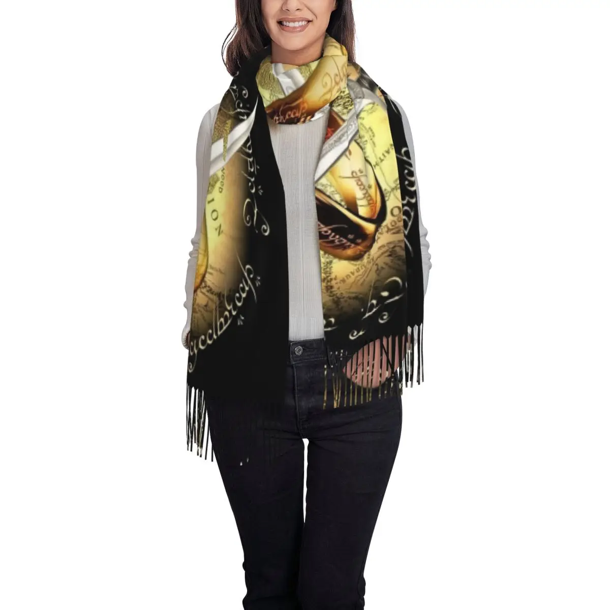 Customized Printed Fantasy Novel The Lord Of The Rings Scarf Women Men Winter Warm Scarves British Film Shawl Wrap