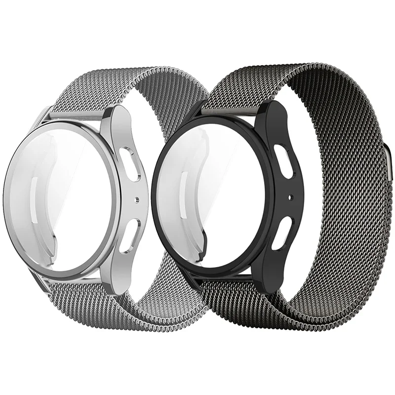 Pulseira magnética para Samsung Galaxy Watch, Strap Case Protector, Pulseira de metal, Shell protetor, 40mm, 44mm