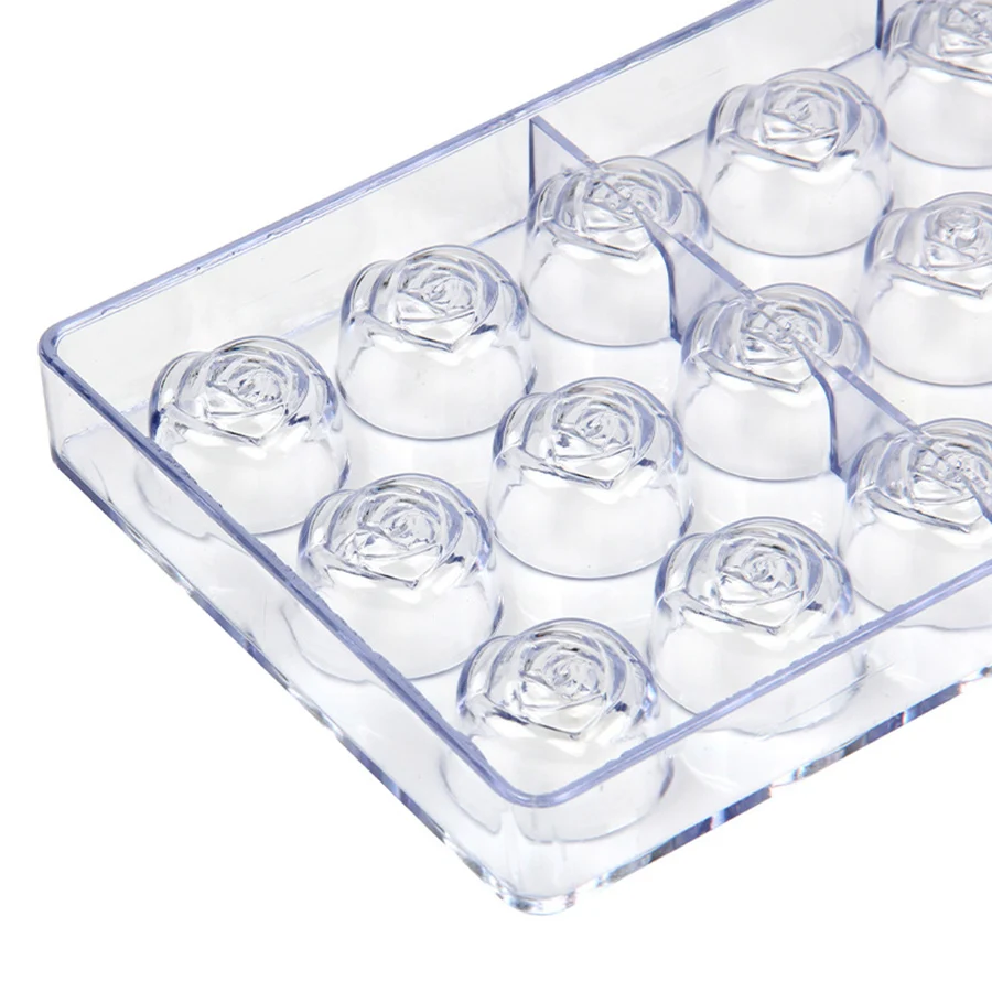 21-Hole Rose Style Transparent Hard Plastic Chocolate Molds Candy DIY Making Tool Household Kitchen Baking Accessories