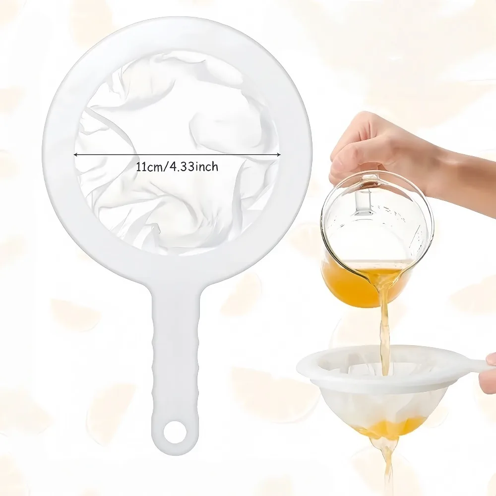 100/200/400 Mesh Ultra-fine Nylon Mesh Strainer with Handle Reusable Soy Milk Filter Spoon for Cold Brew Coffee Juice Tea Yogurt