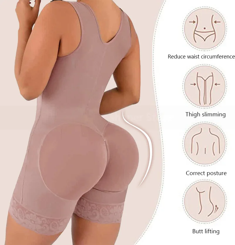 Fajas Colombian Shapers Women's High Compression Bodysuit Girdles Post-Surgical Slimming Sheath Flat Belly Hip Enhancer Corset
