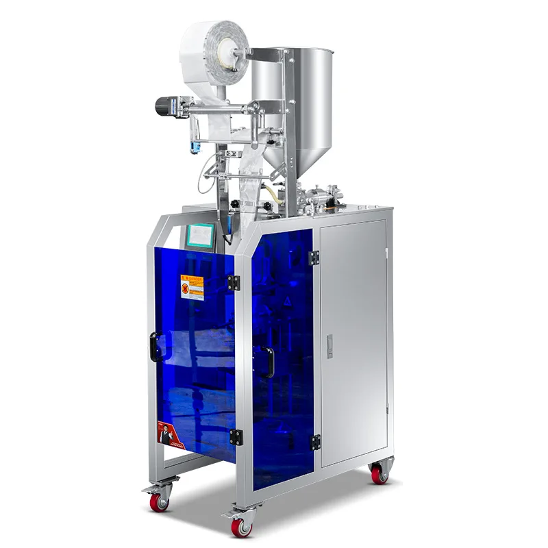Máquina automática de envasado de líquidos con aceite rojo, salsa de soja, champú, miel, carne, bolsa de pasta de relleno, empacadora integrada