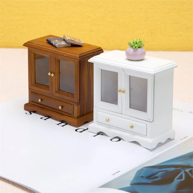 1:12 Dollhouse Miniature Wall Cabinet Hanging Storage Organizer Cupboard House Furniture Model Decor Toy Doll House Accessories