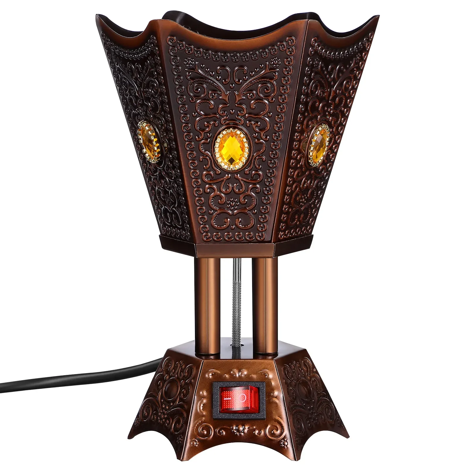 Exquisite Arabic Style Tower Incense Burner Classical Metal Electric Incense Burner For Home Hotel Ornament Decoration US Plug