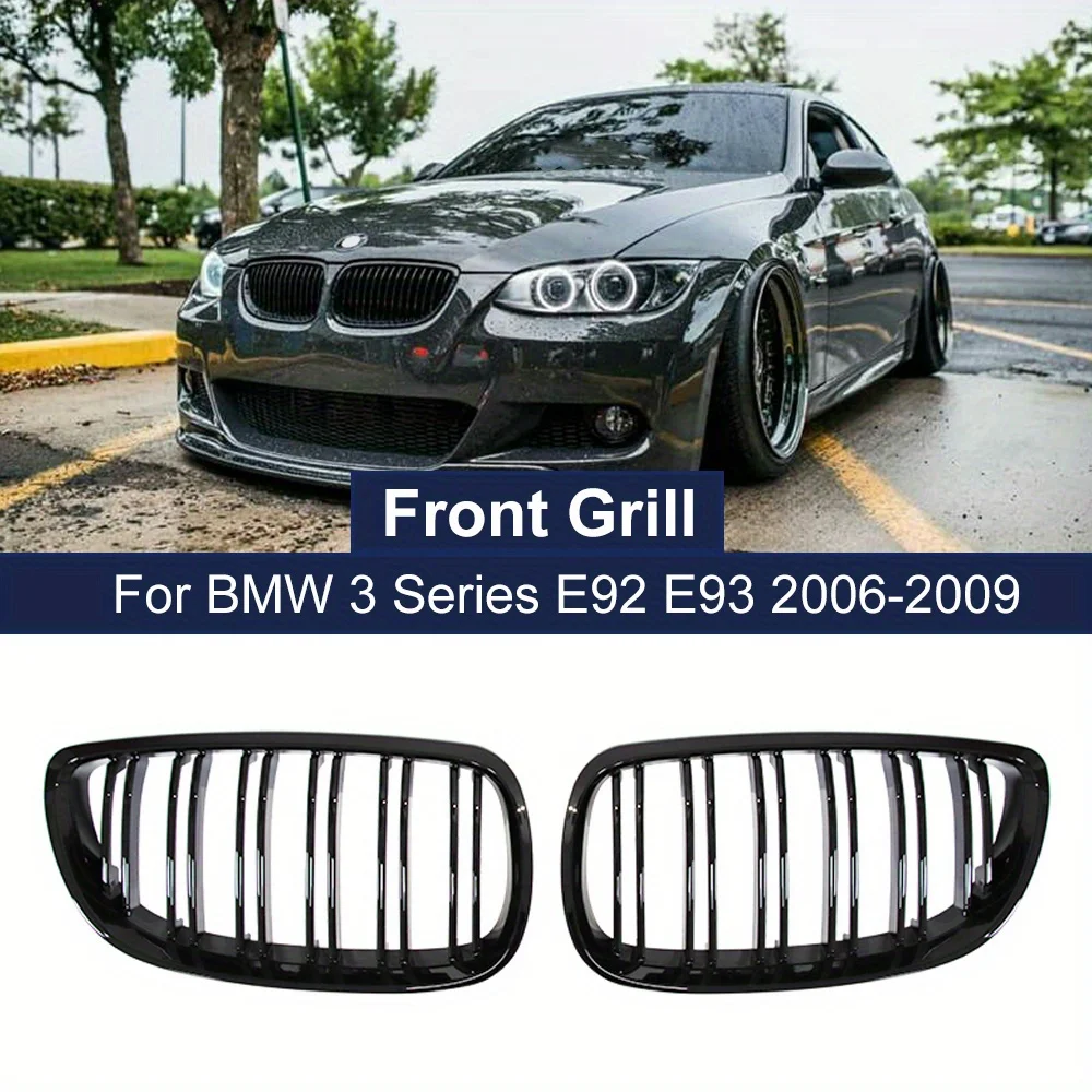 Frontstoßstange Nierengrill für BMW E92 E93 M3 2006–2009, glänzend schwarz, Dual-Line-Kühlergrill, Auto-Styling, Renngitter, Ersatzteil