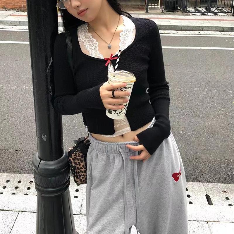 Good Quality Female Knitting Cardigans for Autumn Long Sleeve Ribbon Button Fly Sexy Young Lady Short Jacket Slim Women Sweater