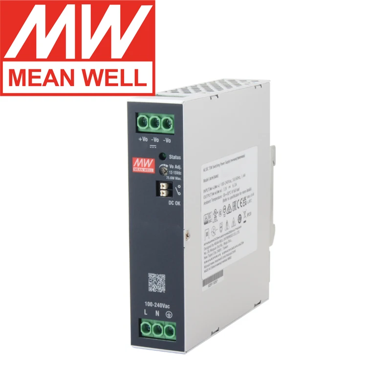 Originele Mean Well XDR-75E 12V 24V 48V DIN-rail schakelende voeding MeanWell enkelvoudige uitgang SMPS