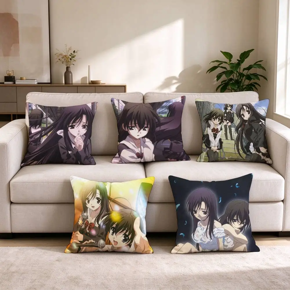 A-Anime  School Days Katsura Kotonoha  Pillow Case Square Double-Sided Sofa Cushion Cover Bedroom Bedside Pillow