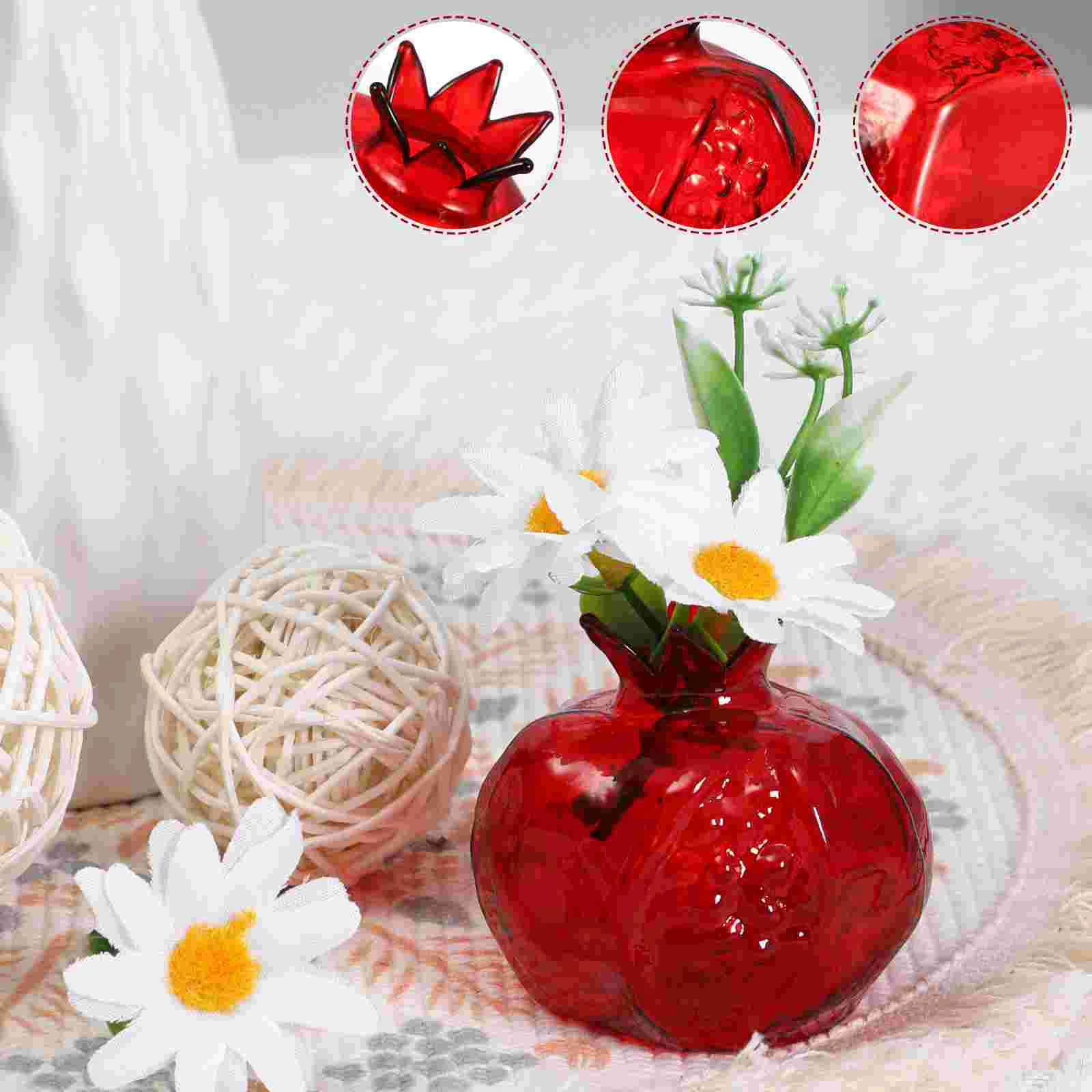 Pomegranate Decor Glass Vase Artificial Flowers Fresh Bouquets Globe Elderly Indoor Plant Pot