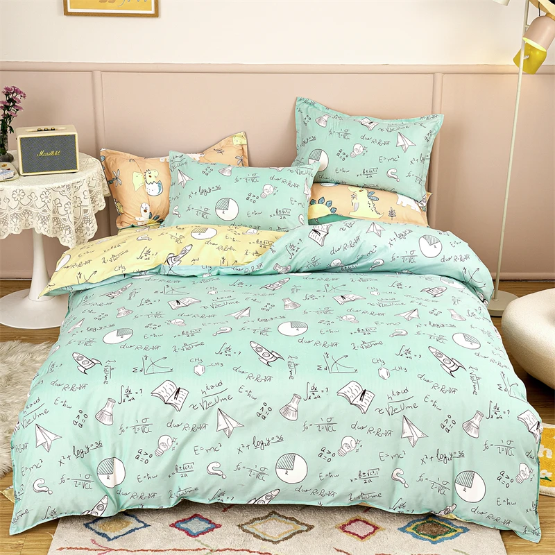 Math Equation Duvet Cover for Teens Kids Mathematics Formula Bedding Set Math Science Comforter Cover School Dorm Bedroom Decor