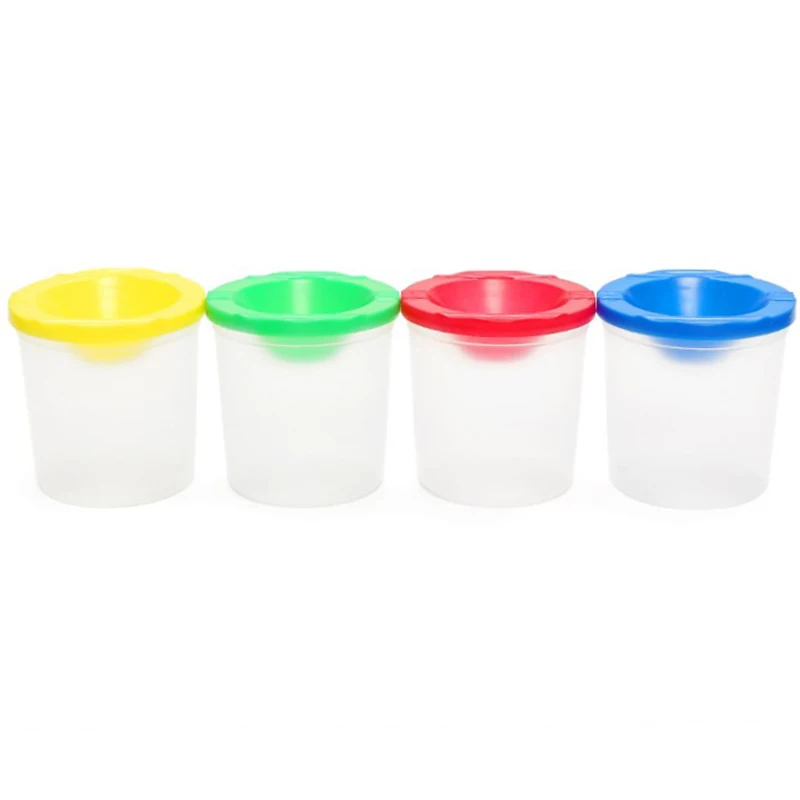 Taza de lavado de bolígrafo de arte pintado, Cubo de lavado de bolígrafo multifuncional transparente de plástico, taza de lavado de bolígrafo de pintura de acuarela
