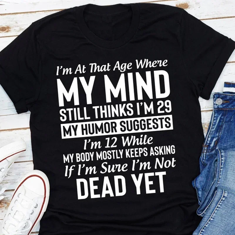 Fajne koszulki „Jestem w wieku...”, koszulki My Mind, koszulka My Humor, codzienne koszulki na wiosnę, lato i jesień, T-SHIRTY DAMSKIE TOPS