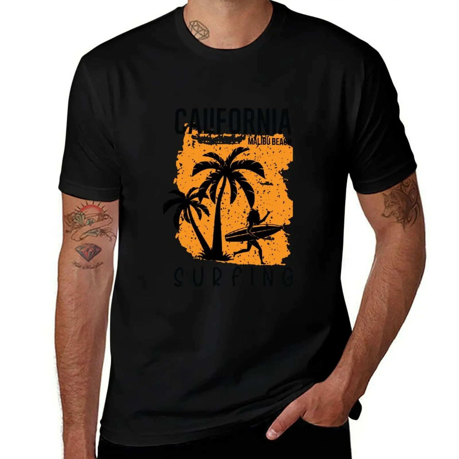 

Surfing Malibu Beach California T-Shirt oversize t-shirts man graphic t shirts korean fashion quick drying men clothing