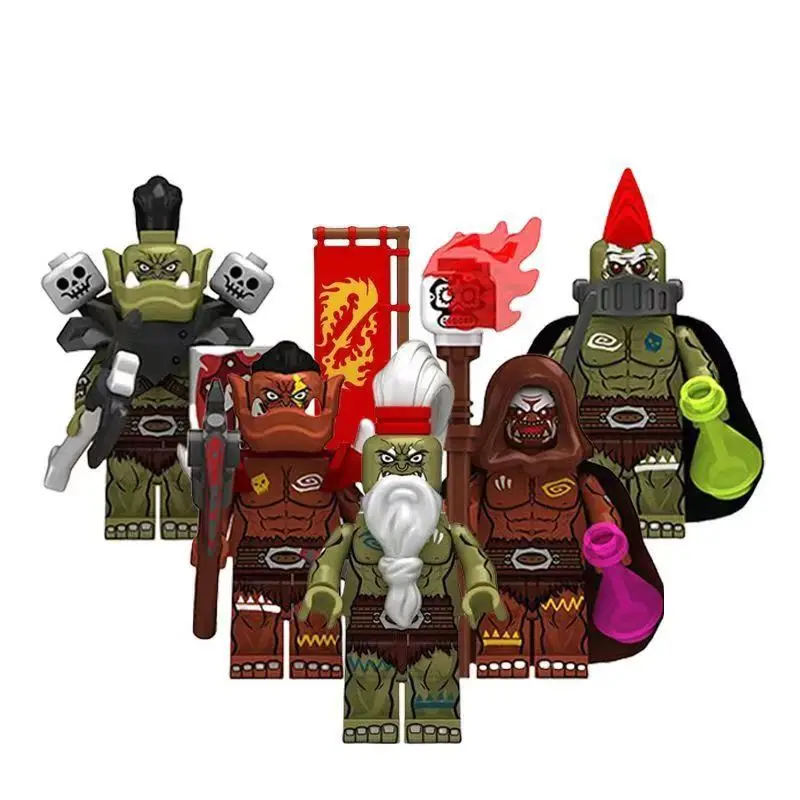 Medieval Knight Orcs Warrior Elves Figures Building Blocks Army Armored Soldiers Shield Weapons Bricks Toys