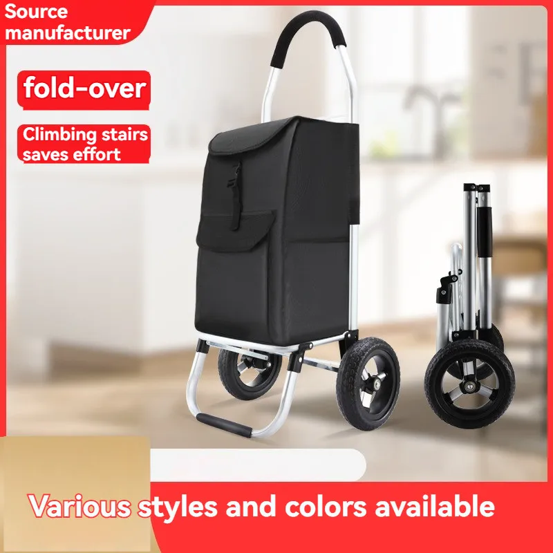 Portable shopping climbing stairs buying groceries small cart household folding, lightweight pull rod trailer elderly handcart