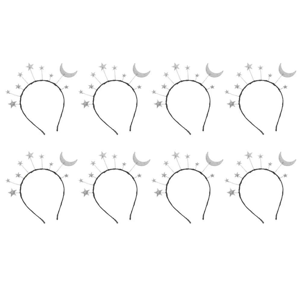 8 Pcs Star Moon Headband Hair Brooches Glitter Headpieces Kid Shape Kids Hoops Decorative Grace Child