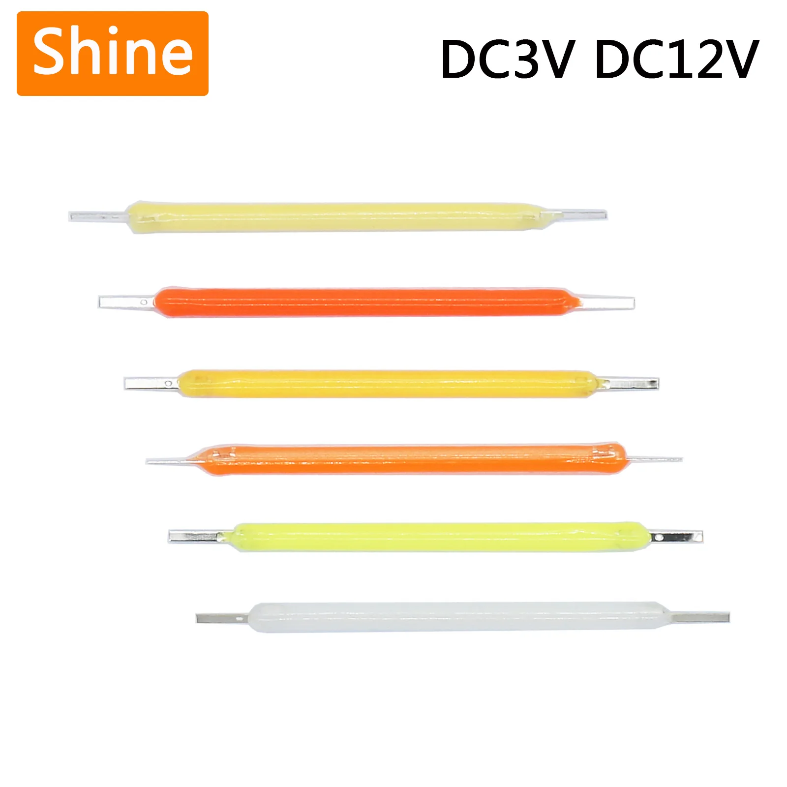 10pcs 100pcs 3V 12V 38mm COB LED Filament Edison Bulb Lamp Parts Incandescent Light Accessories Diodes for Holiday lighting DIY