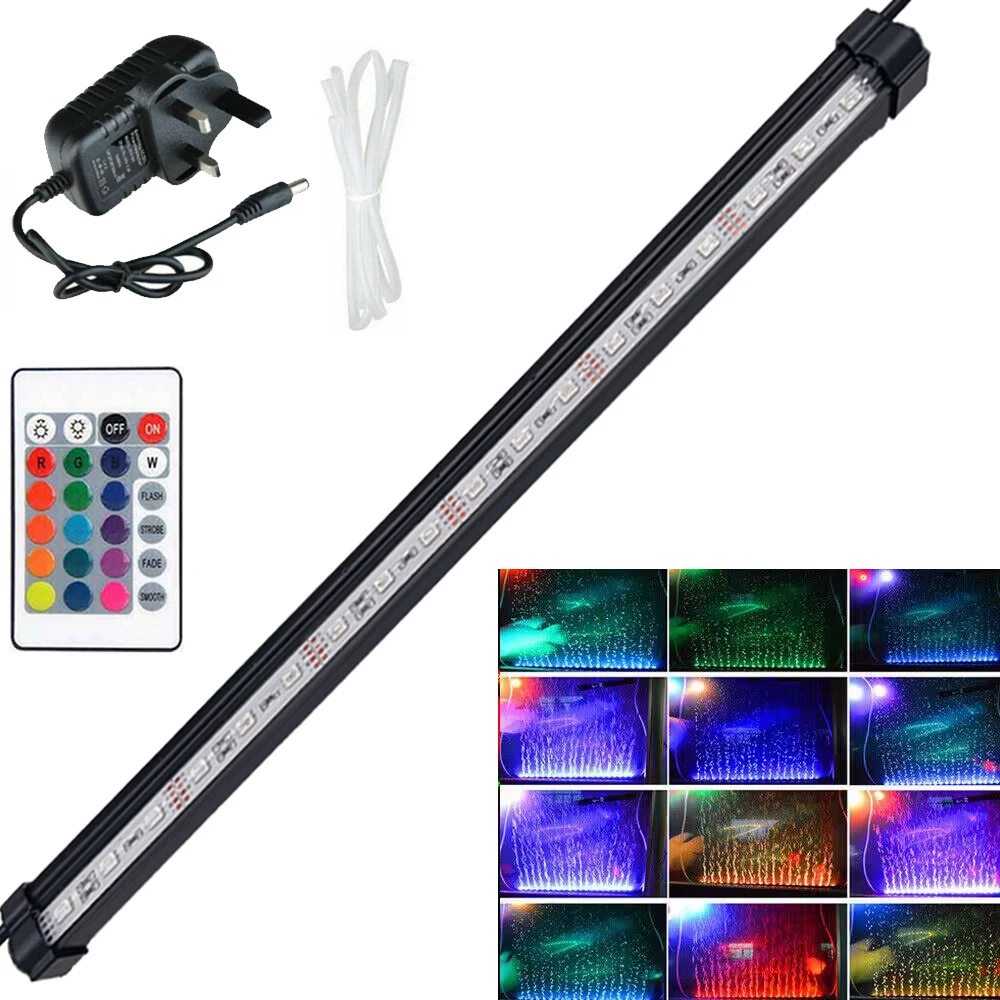 18-98CM Waterproof Air Bubble Lamp LED Aquarium Fish Tank Light Dimmable Remote Control Submersible Light Making Fish Oxygen