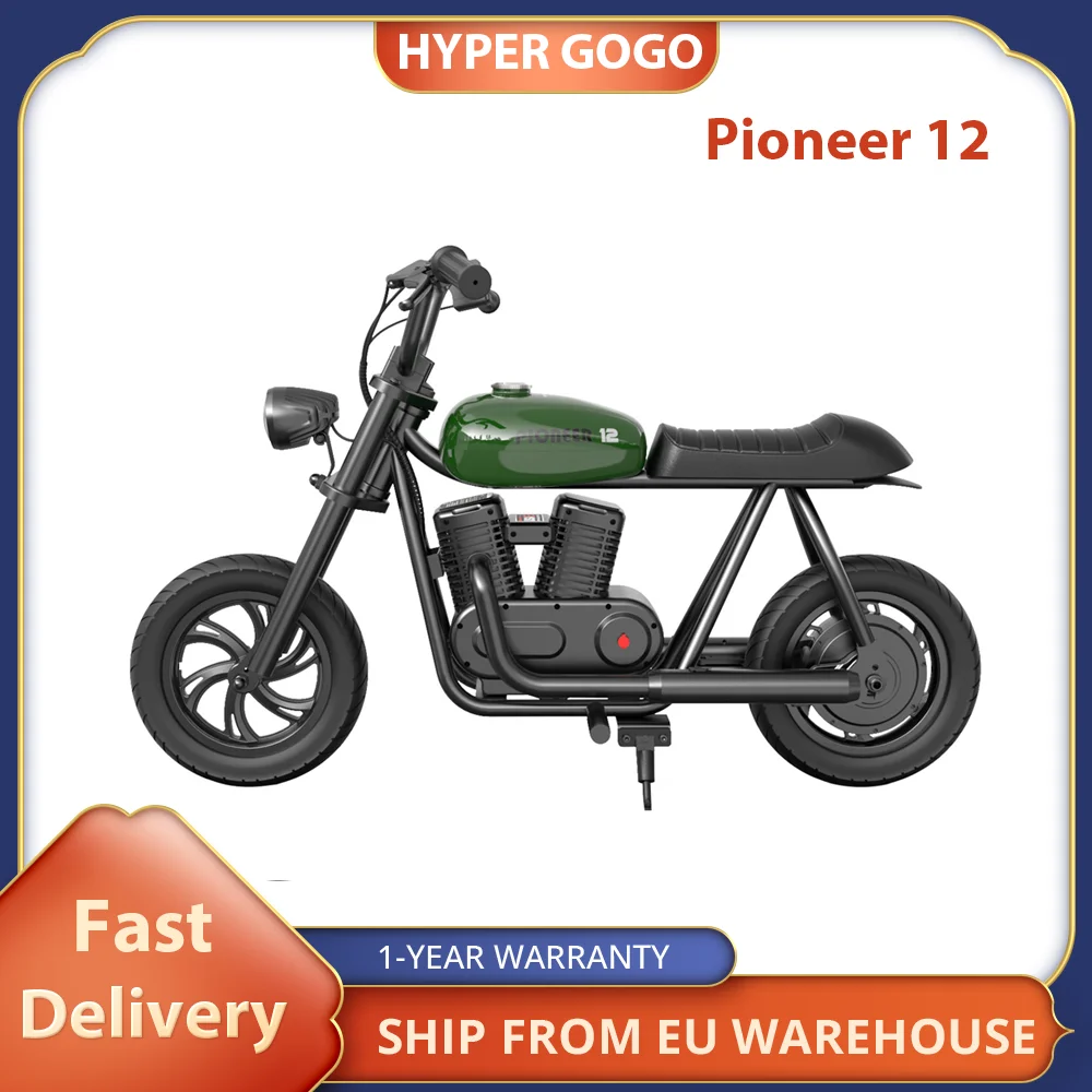 HYPER GOGO Pioneer 12 Electric Motorcycle for Kids  24V 5.2Ah 160W with 12'x3' Tires Children's Electric Bike, 12KM Top Range