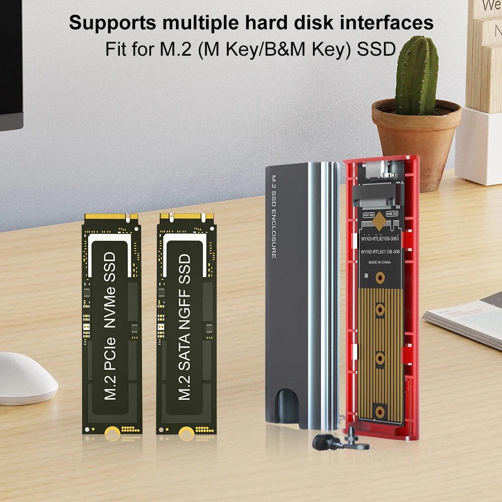 

Корпус для жесткого диска M.2 NGFF NVME USB3.1 Gen2, внешний корпус SSD, чехол для жесткого диска SSD, размер 2230/2242/2260/2280
