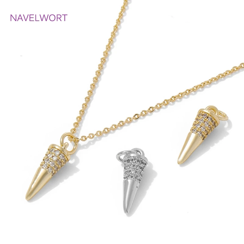 1/2/4Pcs Brass Charm Pendant 18K Gold Plated Cone Spike Pendant Charm For Jewelry Making,Necklace Accessories,DIY Jewelry