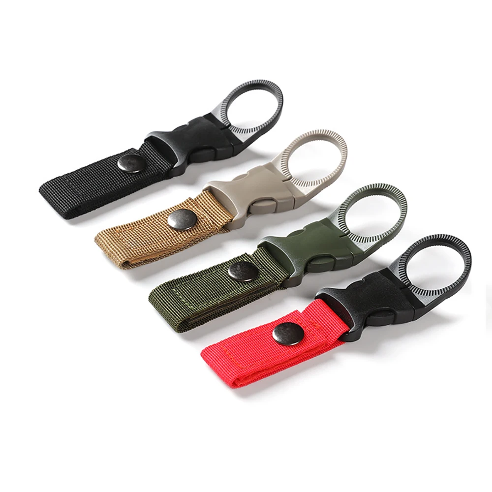 Carabiner Water Bottle Buckle Holder Nylon Webbing Backpack Hanger Outdoor Hike Camp Clip Hang Clasp 4 Colors