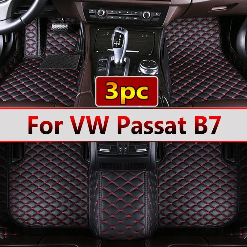 Custom Automotive Car Floor Mats For VW Passat B7 2012 2013 2014 2015 Auto Luxury Leather Men Women Car Mats Full Coverage